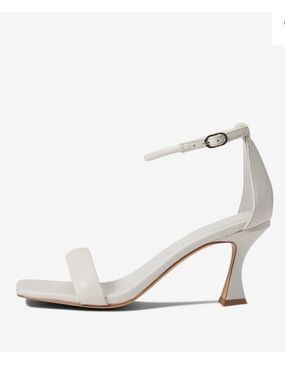 Marc Fisher White Ankle-Strap Mid Heel Sandals